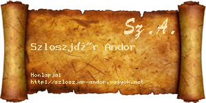Szloszjár Andor névjegykártya